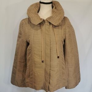 Zara Woman Pleated Zip Spring Jacket in Camel, Bell Sleeves Sz XS Open To Offers